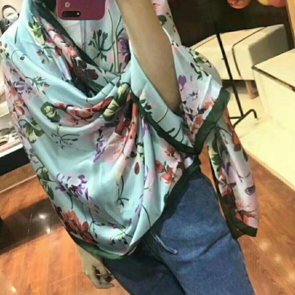 Blue Floral Scarf